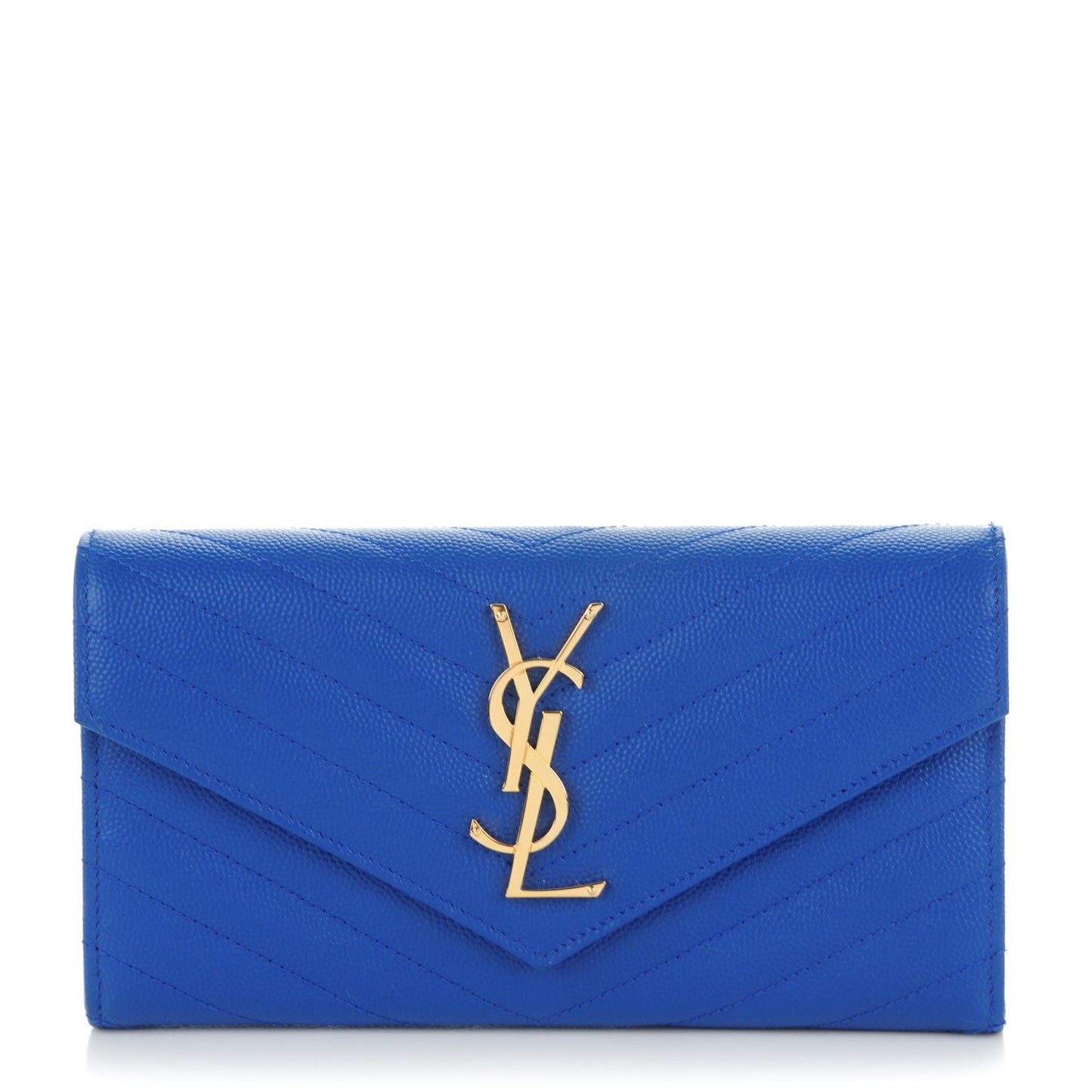 Grain De Poudre Matelasse Chevron Monogram Wallet Royal Blue