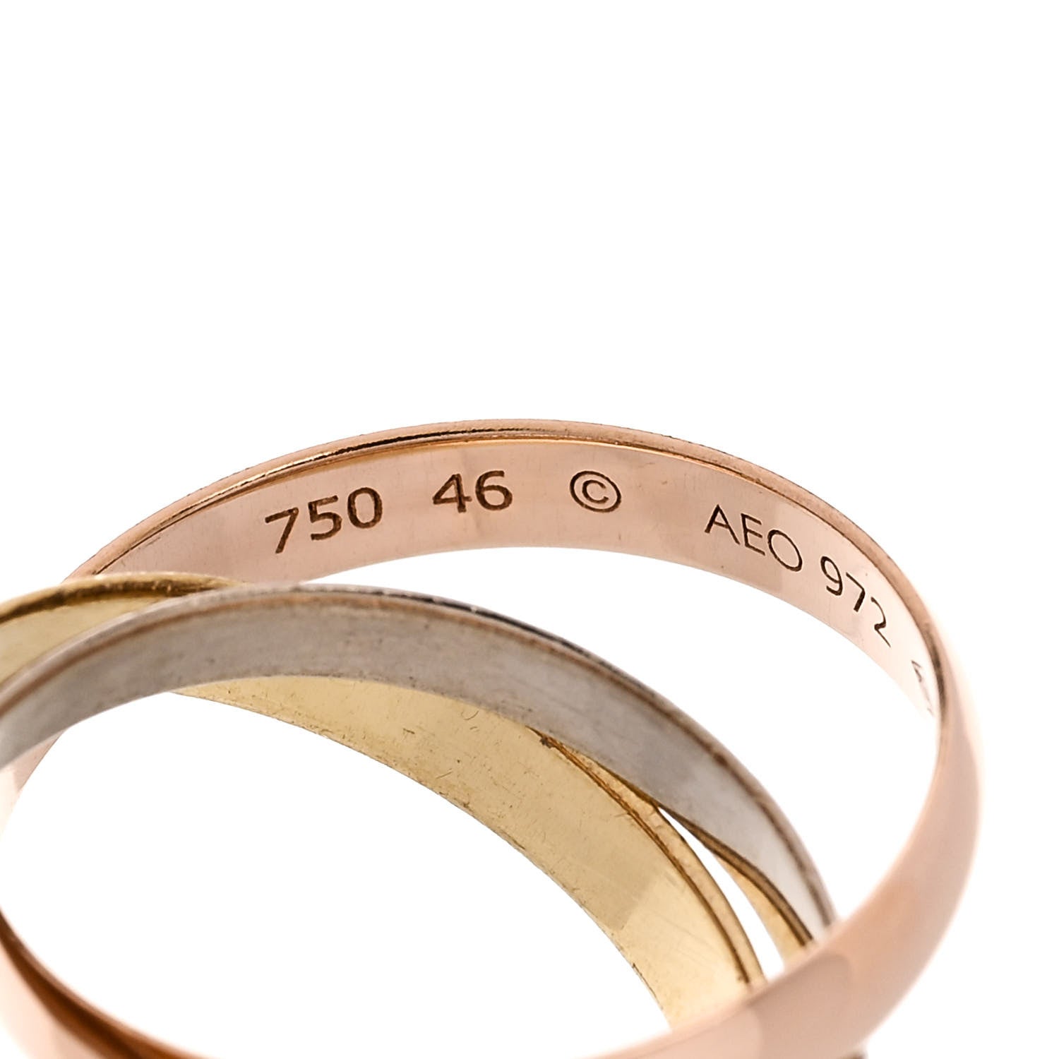 Cartier 18K Pink Yellow White Gold Small Trinity Ring 46 3.75 4 of 6
