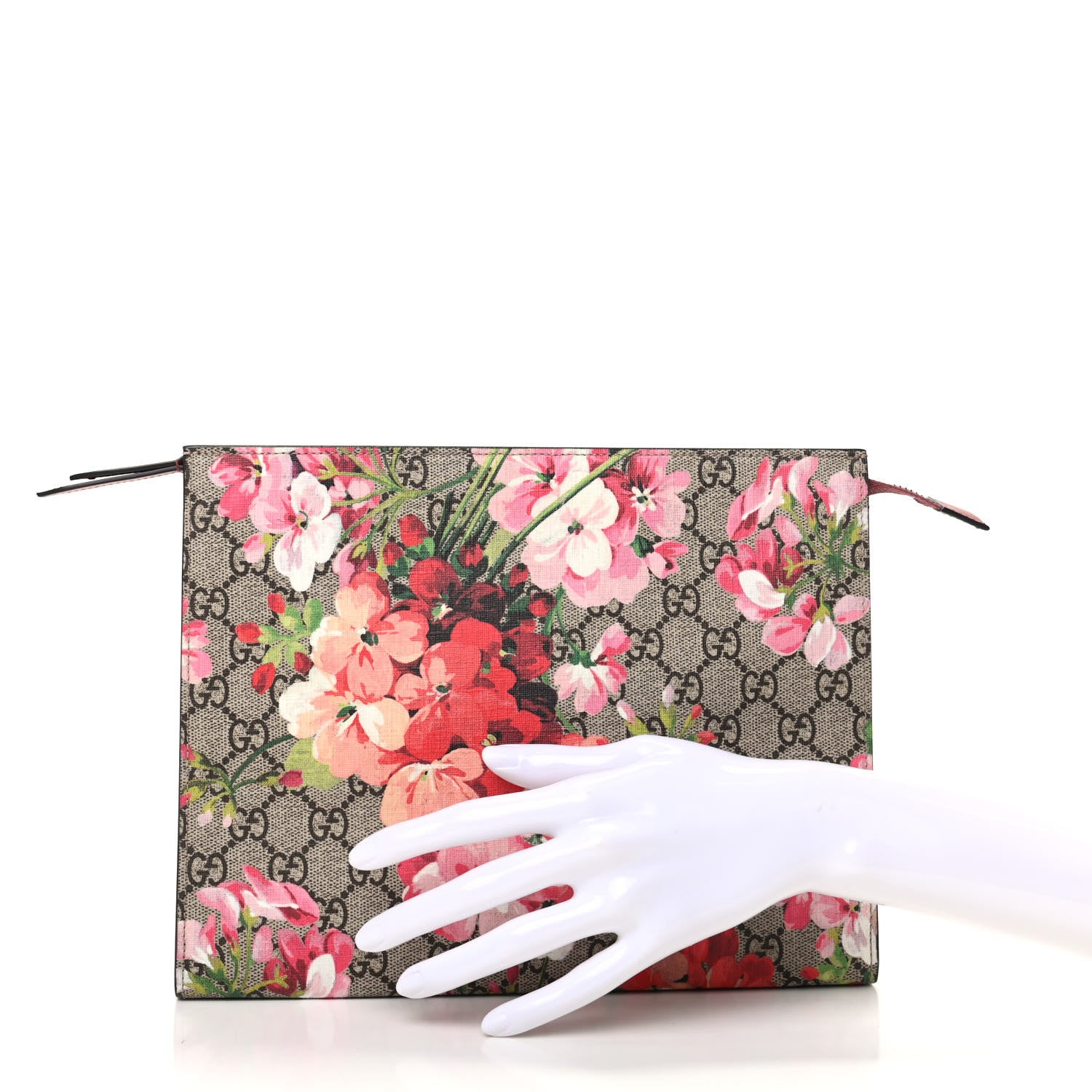 Gucci GG Supreme Monogram Blooms Large Cosmetic Case Beige Multicolor Dry Rose 2 of 9