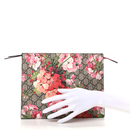 Gucci GG Supreme Monogram Blooms Large Cosmetic Case Beige Multicolor Dry Rose 2 of 9