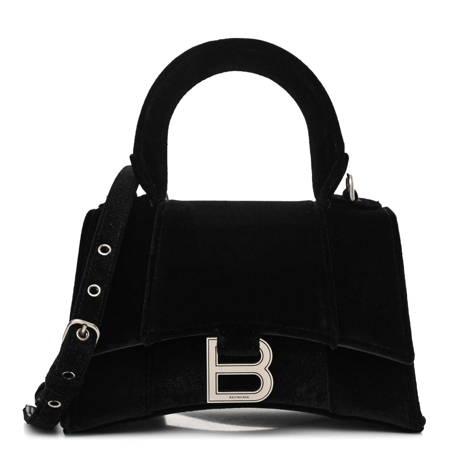 Balenciaga Velvet Jersey Hourglass Top Handle Bag XS Black 1 of 17
