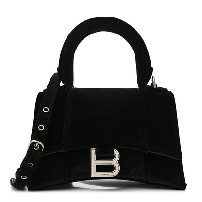 Balenciaga Velvet Jersey Hourglass Top Handle Bag XS Black 1 of 17