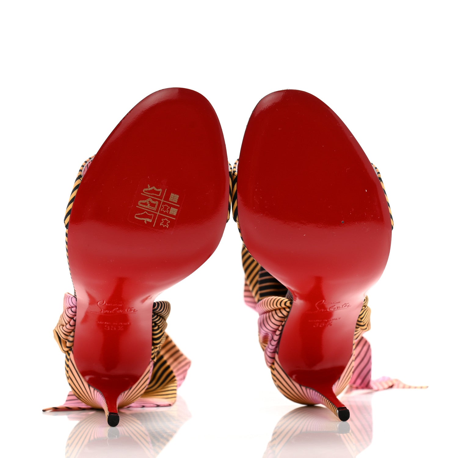 Christian Louboutin Satin Sandale Du Desert Stripe 100 Sandal 35.5 Pink Orange Multi 5 of 8