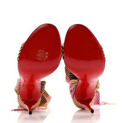 Christian Louboutin Satin Sandale Du Desert Stripe 100 Sandal 35.5 Pink Orange Multi 5 of 8