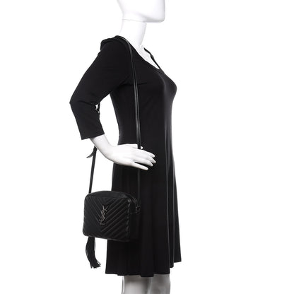 Saint Laurent Calfskin Matelasse Monogram Lou Camera Bag Black 2 of 9