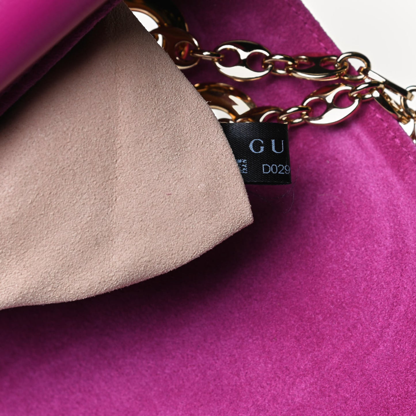 Suede Azalea Calfskin Small Marina Chain Shoulder Bag Fucsia