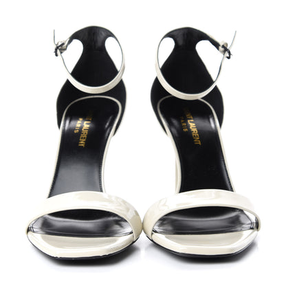 Saint Laurent Patent Calfskin Amber 85 Ankle Strap Sandals 38 Neutro 2 of 11