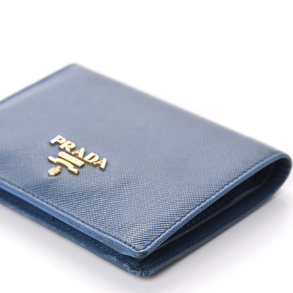 Prada Saffiano Metal Compact Snap Bi-Fold Wallet Cobalto 7 of 9