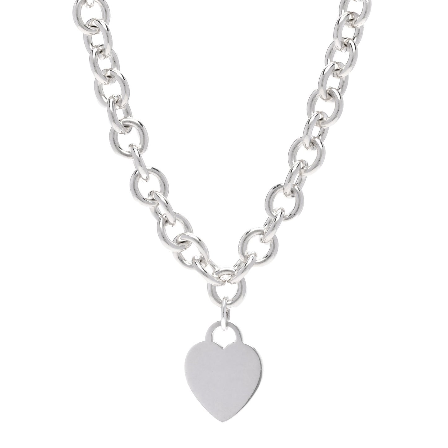 Sterling Silver Heart Tag Pendant Necklace
