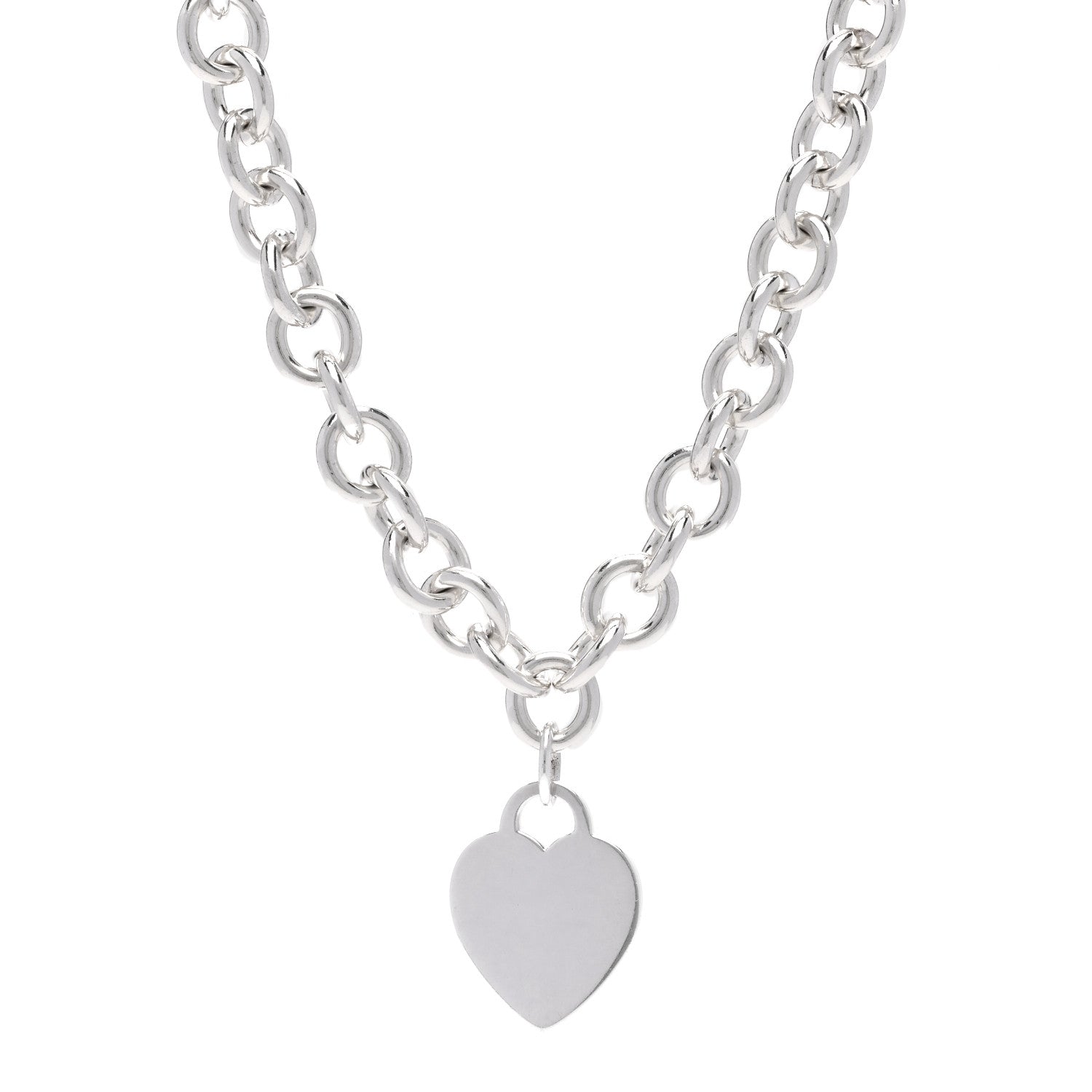 Tiffany Sterling Silver Heart Tag Pendant Necklace 1 of 5
