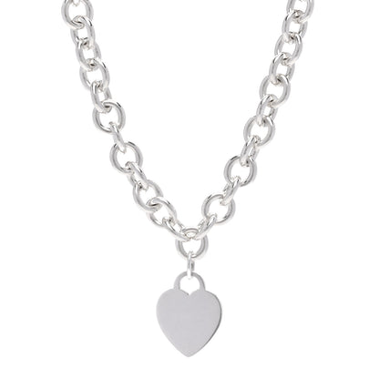 Tiffany Sterling Silver Heart Tag Pendant Necklace 1 of 5