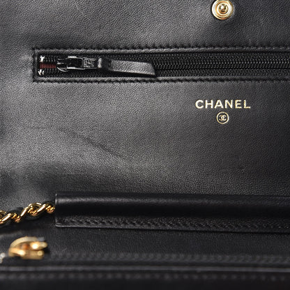 Chanel Lambskin Quilted Wallet On Chain WOC Black 9 of 10