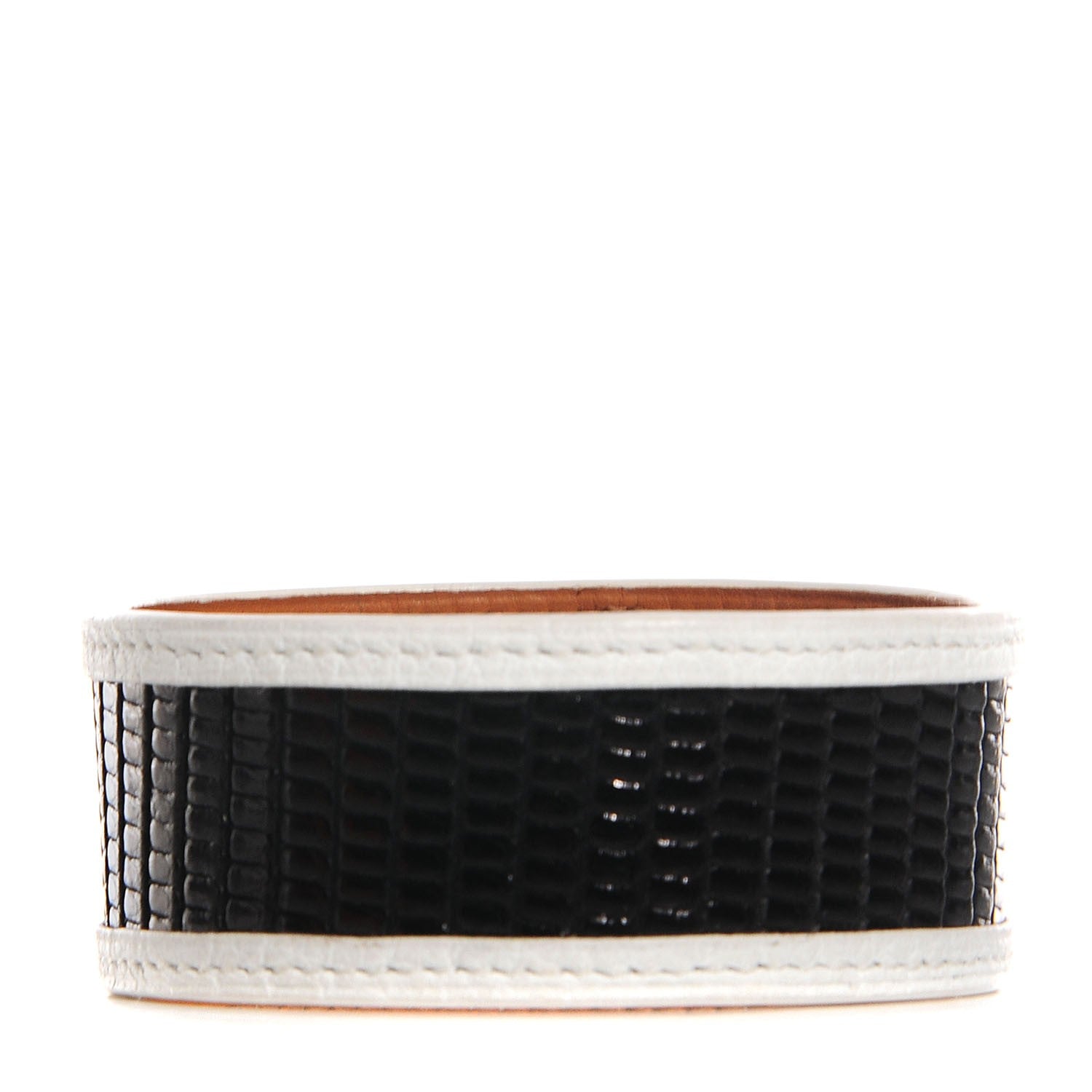 Hermes Lizard Petit H Bracelet M Blanc Noir 1 of 6
