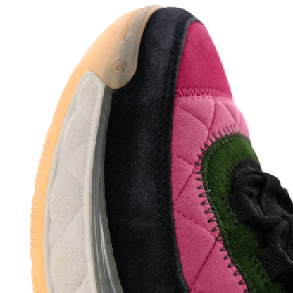 Chanel Velvet Calfskin Mixed Fibers CC Sneakers 39 Pink Green 10 of 11