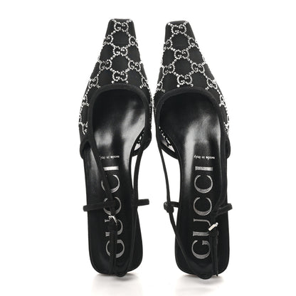 Gucci Tela Retino Kid Scamosciato Crystal GG Monogram Square Demi Ballet Flats 40 Black 2 of 9