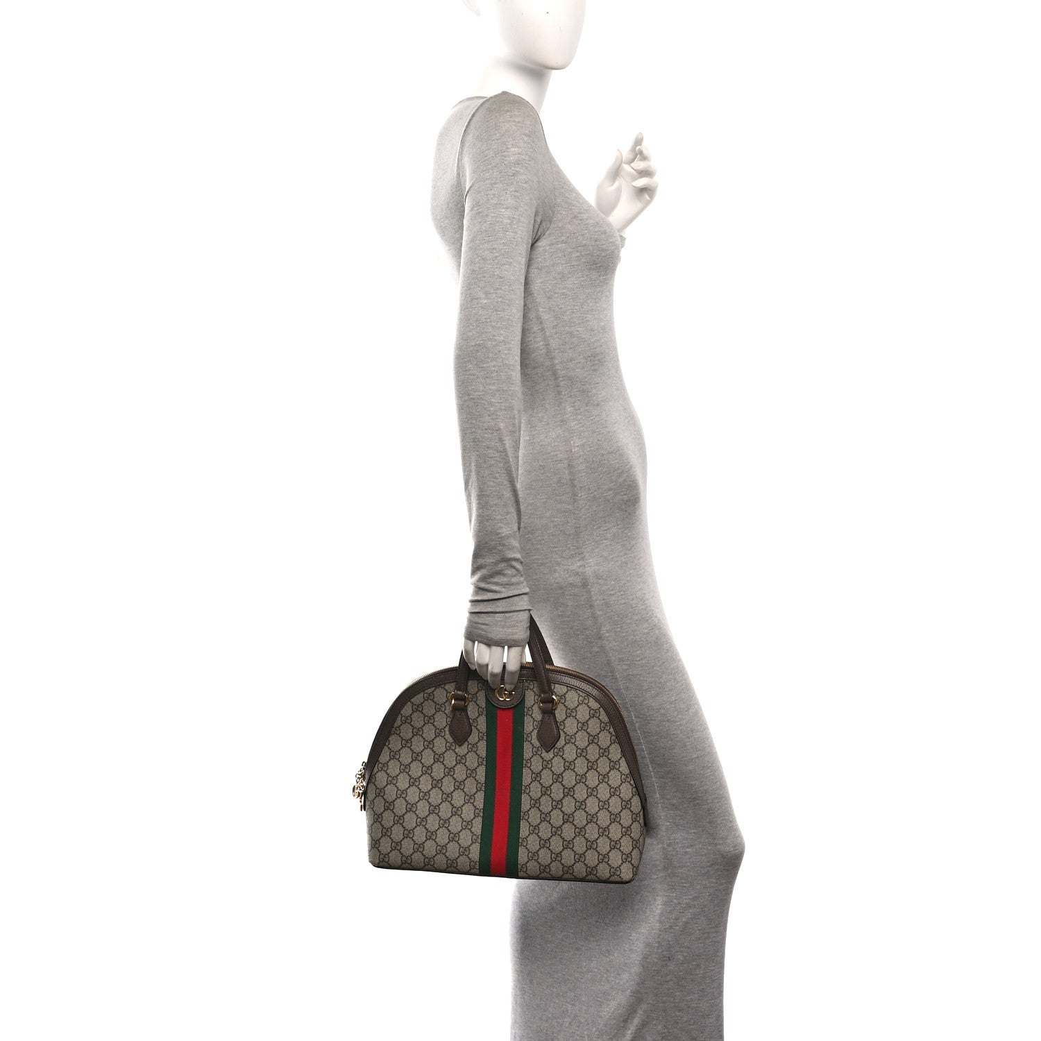 Gucci GG Supreme Monogram Web Medium Ophidia Top Handle Dome Bag Brown 2 of 12