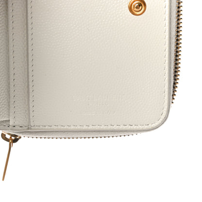 Saint Laurent Grained Calfskin Paris Compact Zip Around Wallet White Multicolor 7 of 10