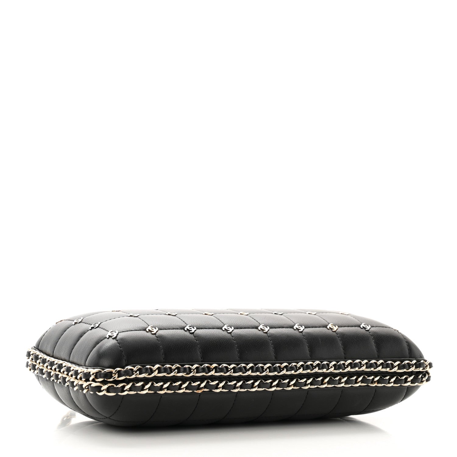 Chanel Lambskin Quilted CC Studded Chain Around Clutch Black 4 of 10