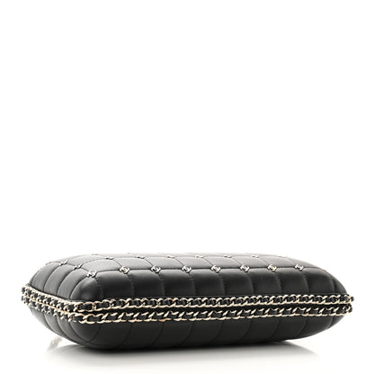 Chanel Lambskin Quilted CC Studded Chain Around Clutch Black 4 of 10
