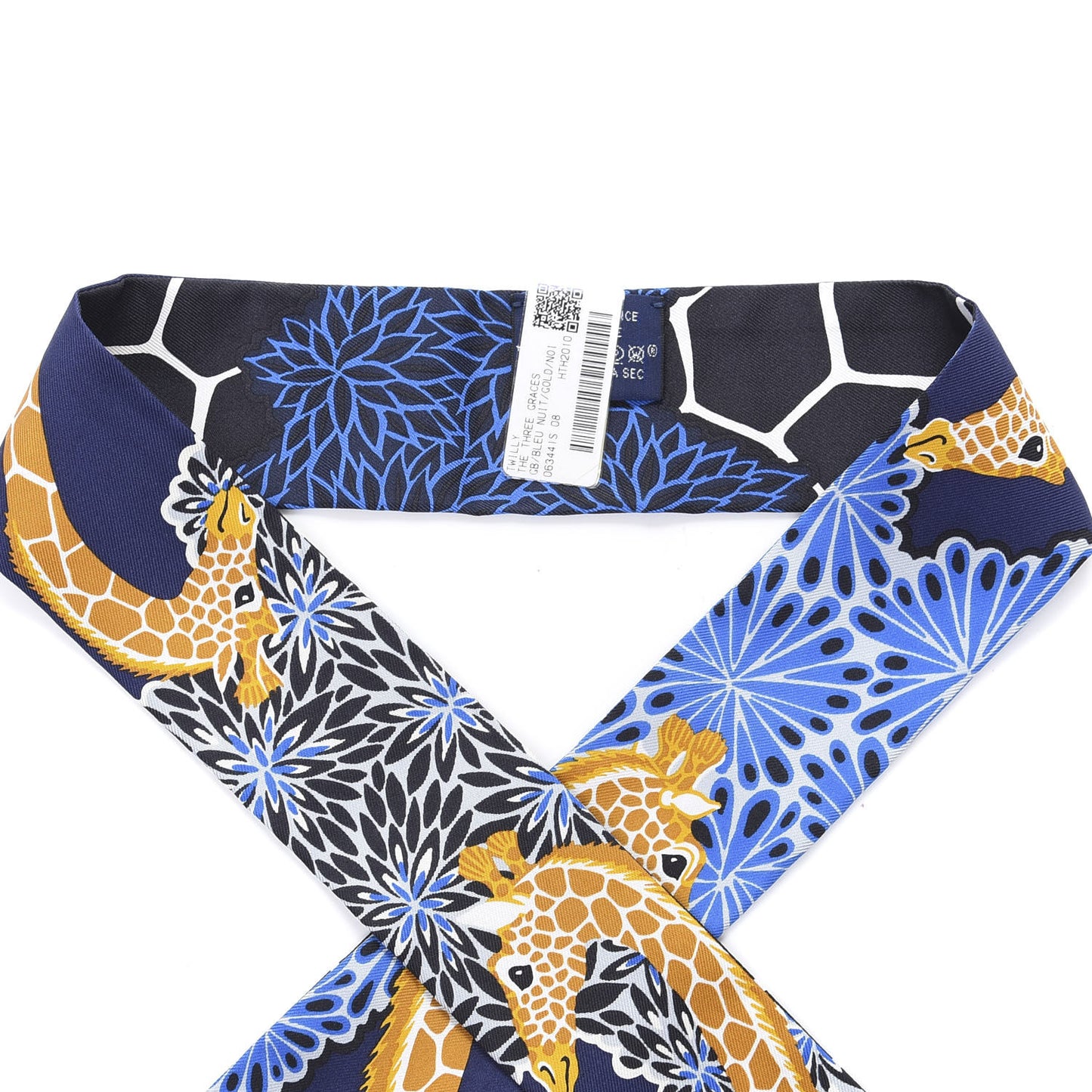 Silk The Three Graces Twilly Bleu Nuit Gold Black