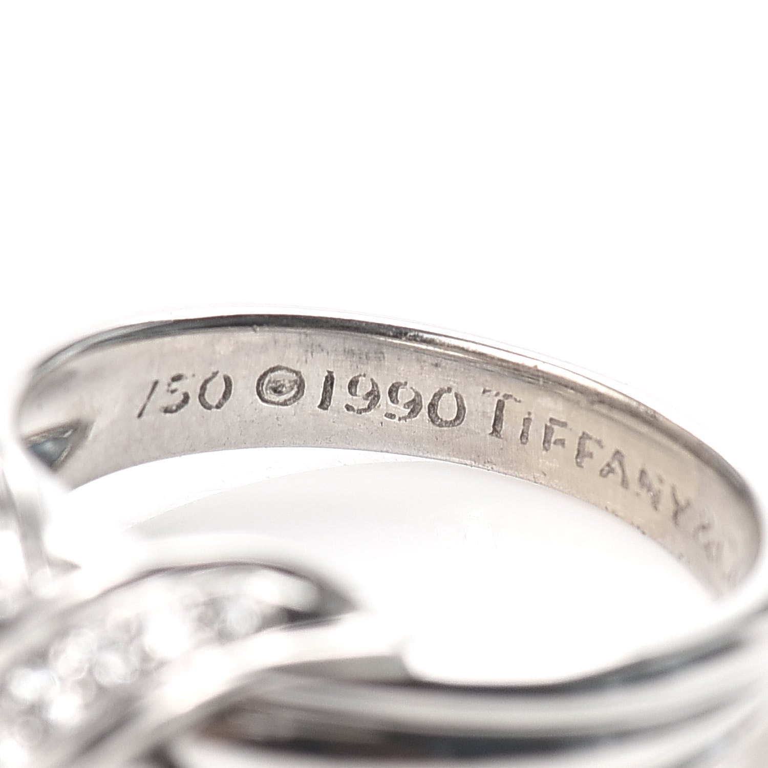 Tiffany 18K White Gold Diamond Signature X Ring 49 5 4 of 4