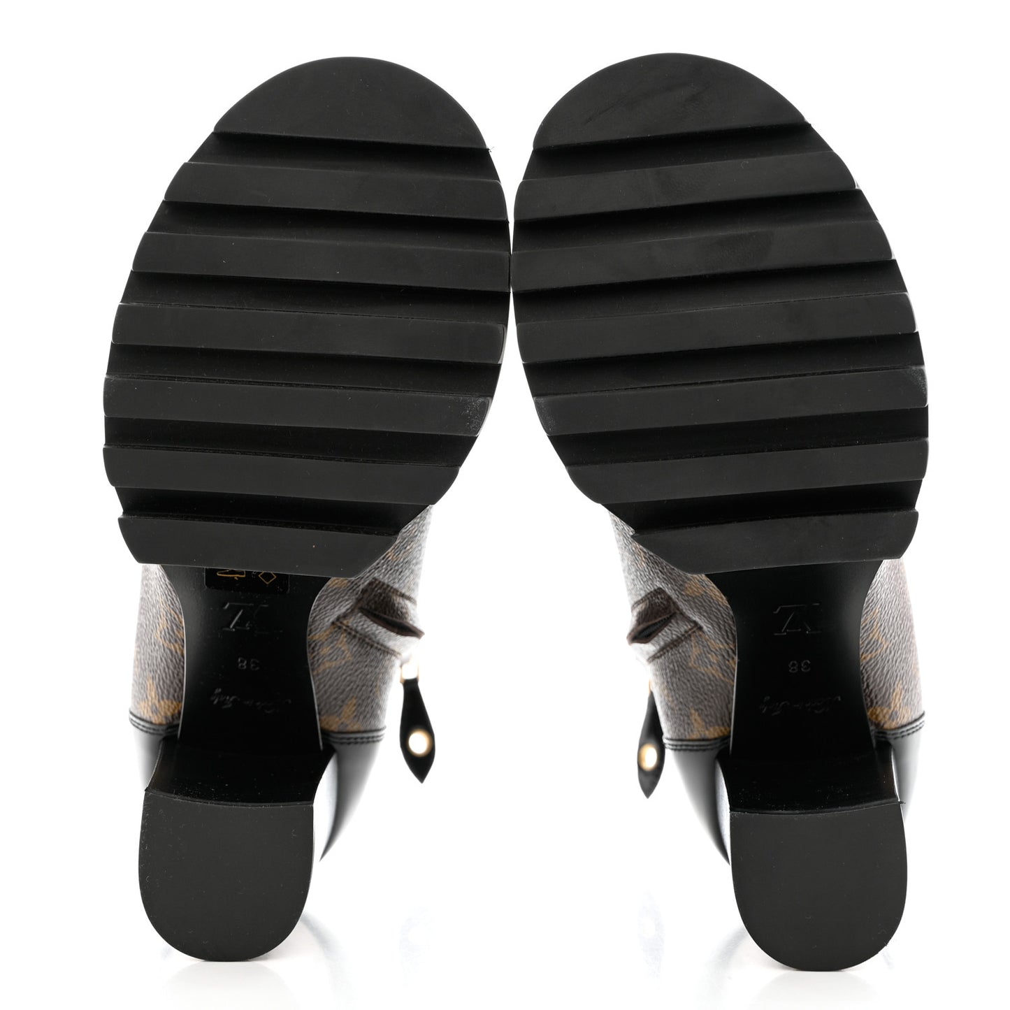 Patent Calfskin Monogram Star Trail Ankle Boots 38 Black