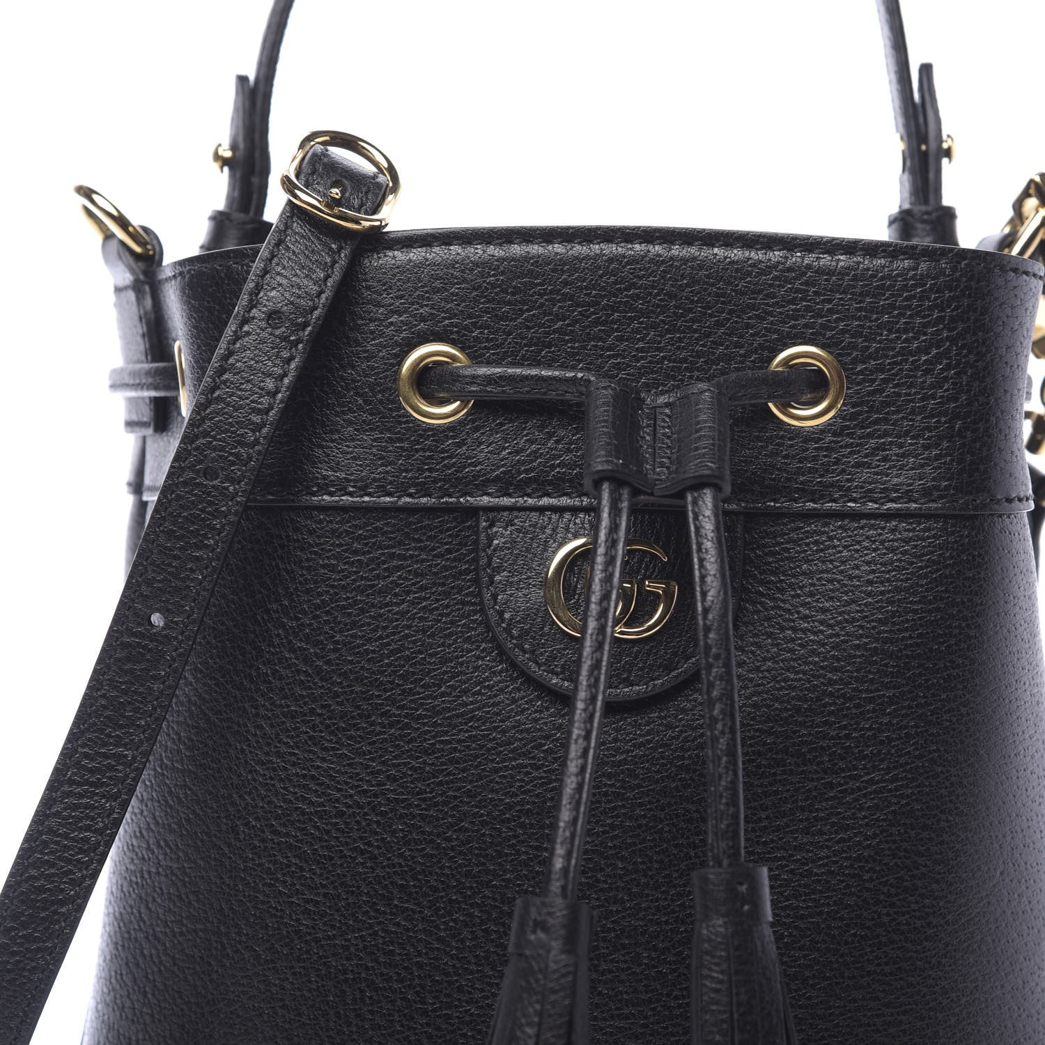 Gucci Glazed Textured Calfskin Web Small Ophidia Bucket Bag Black 8 of 10
