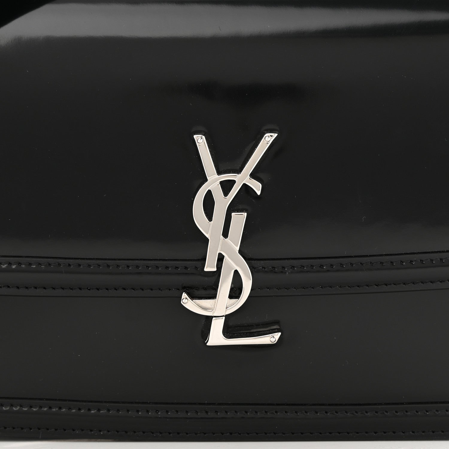 Saint Laurent Glazed Calfskin Monogram Medium Solferino Satchel Black 7 of 10