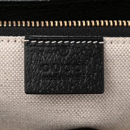 Gucci Jacquard Black Denim GG Monogram Textured Dollar Calfskin Horsebit 1955 Shoulder Bag Black Ivory 6 of 11