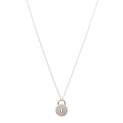 Tiffany 18K Yellow Gold Diamond Lock Pendant Necklace 1 of 7