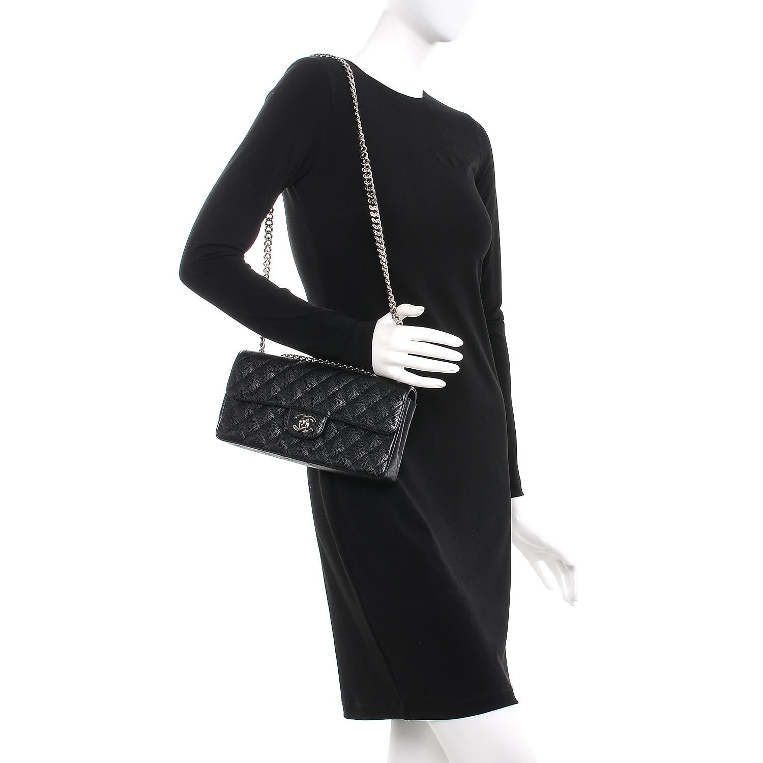 Chanel Caviar Quilted East West Flap Bijoux Chain Black 3 of 9