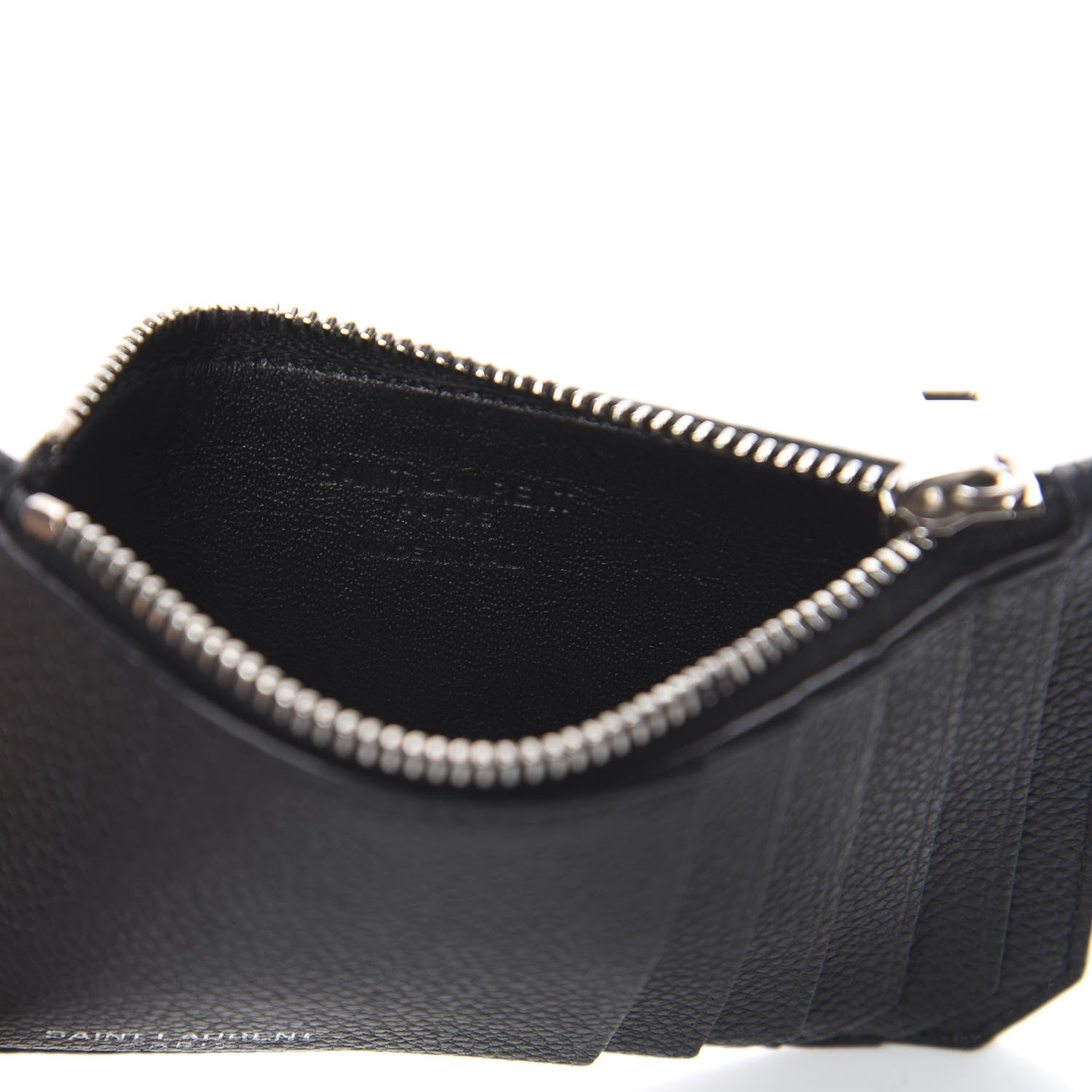 Saint Laurent Grained Calfskin 5 Fragments Zip Pouch Card Holder Black 5 of 5