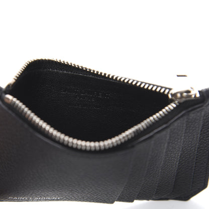 Saint Laurent Grained Calfskin 5 Fragments Zip Pouch Card Holder Black 5 of 5