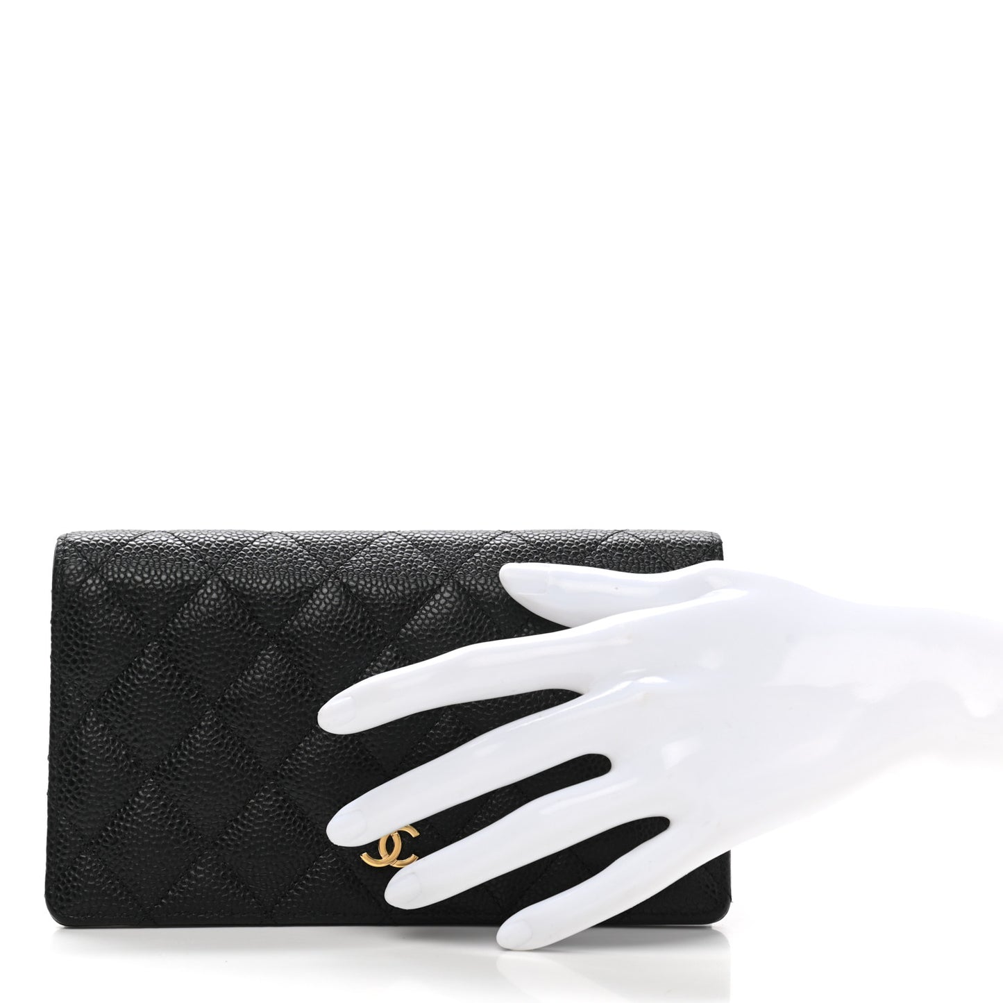 Caviar Quilted Yen Wallet Black