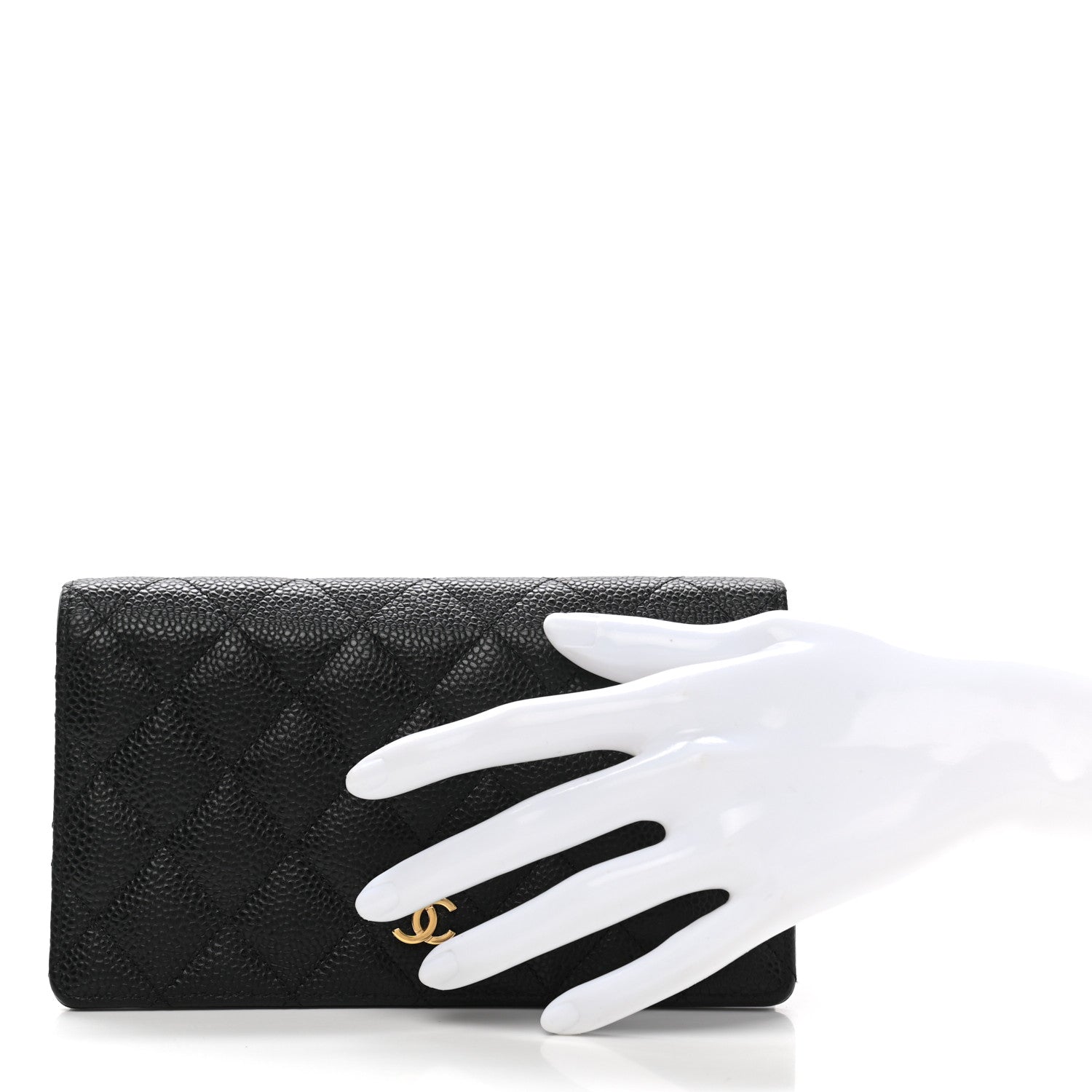 Chanel Caviar Quilted Yen Wallet Black 2 of 10