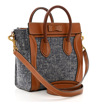 Celine Smooth Calfskin Tweed Nano Luggage Tan 3 of 13