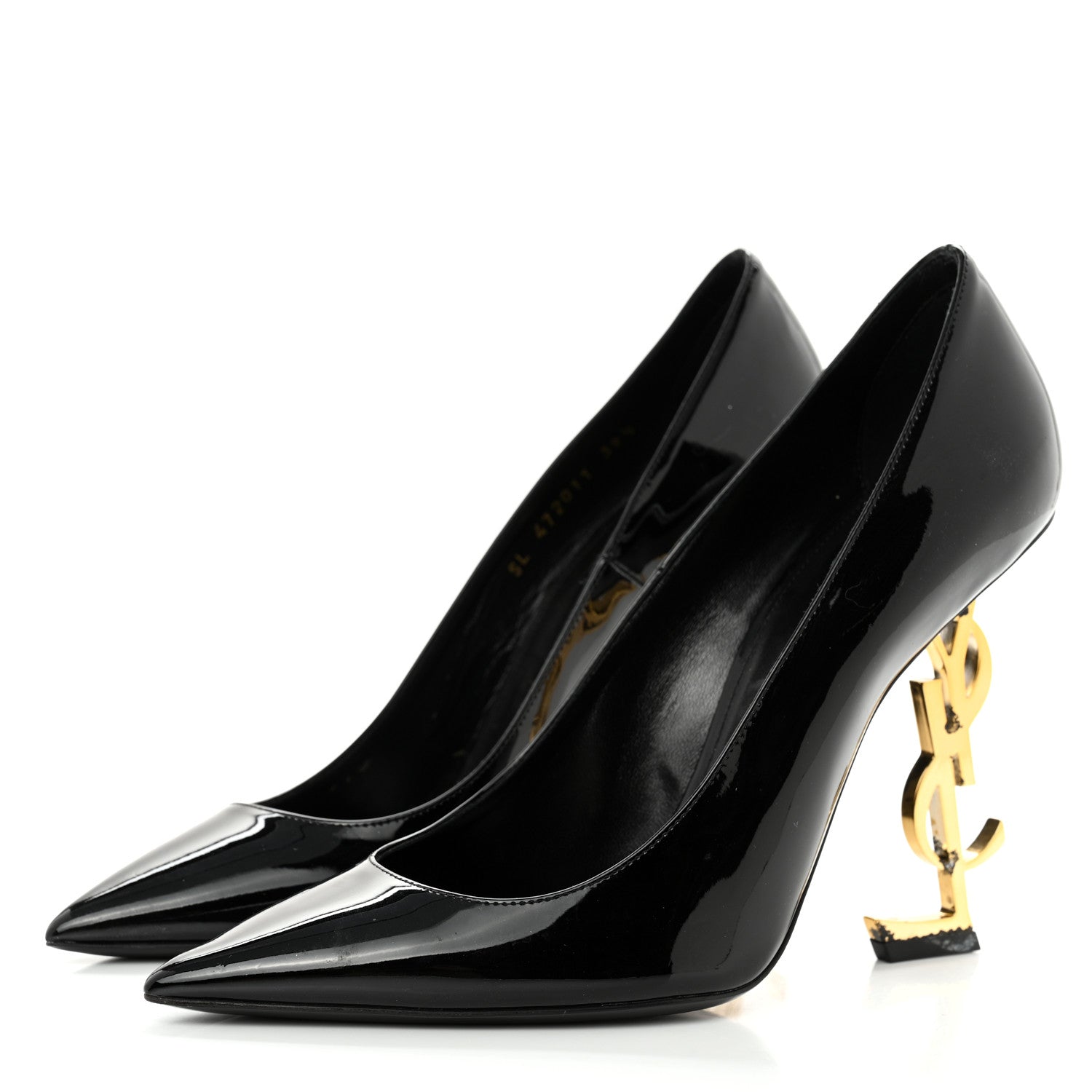 Saint Laurent Patent Calfskin Opyum Pumps 39.5 Black Gold 3 of 16