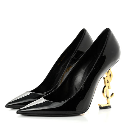 Saint Laurent Patent Calfskin Opyum Pumps 39.5 Black Gold 3 of 16