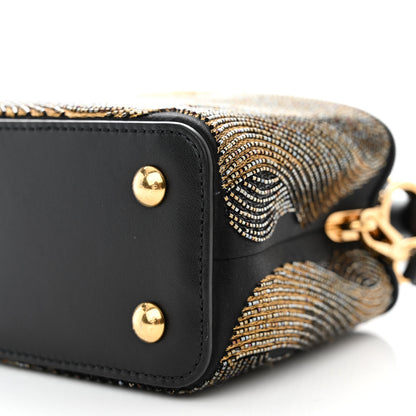 Louis Vuitton Satin Beaded Embroidered Cruella Calfskin Capucines Mini Gold Black 10 of 10