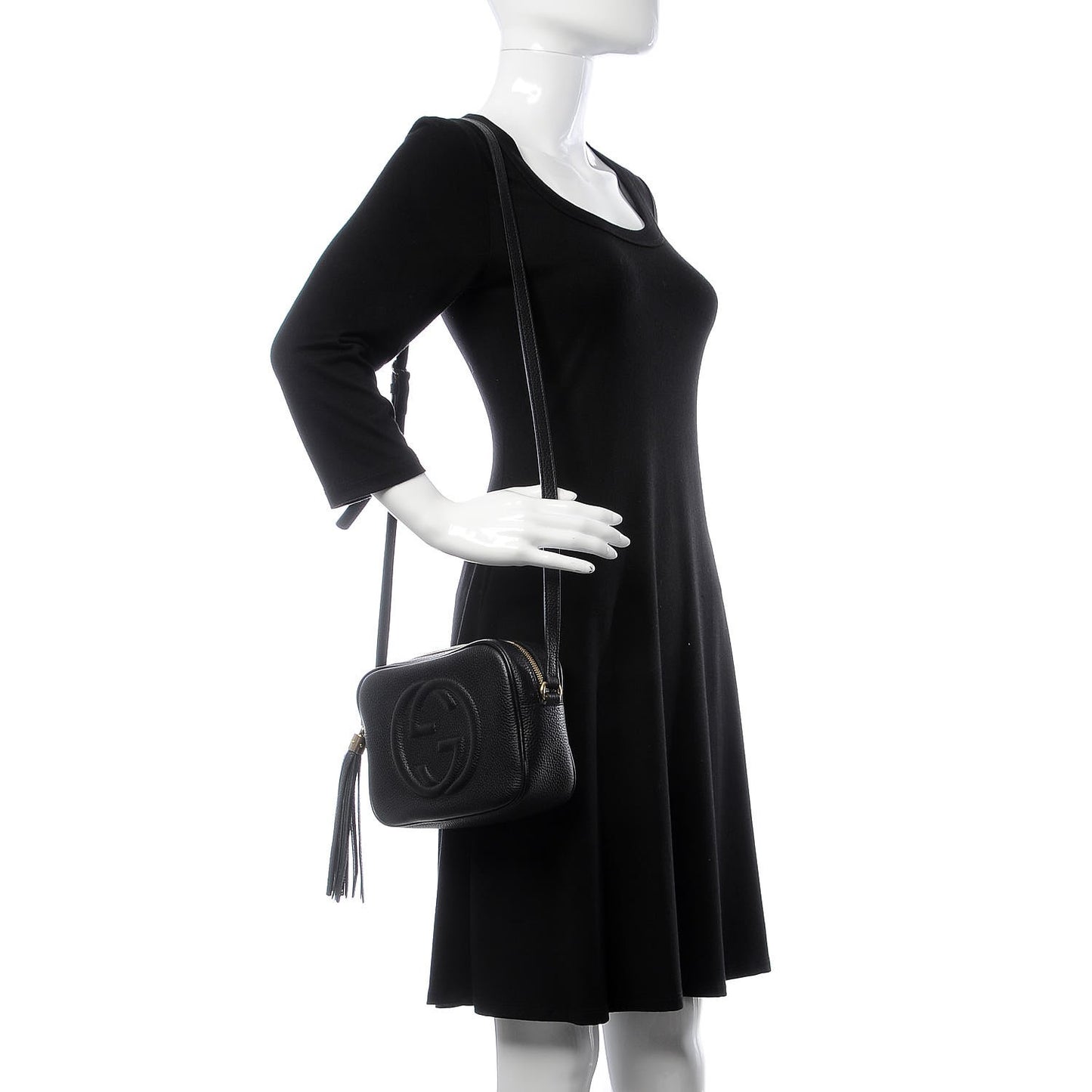 Pebbled Calfskin Small Soho Disco Bag Black