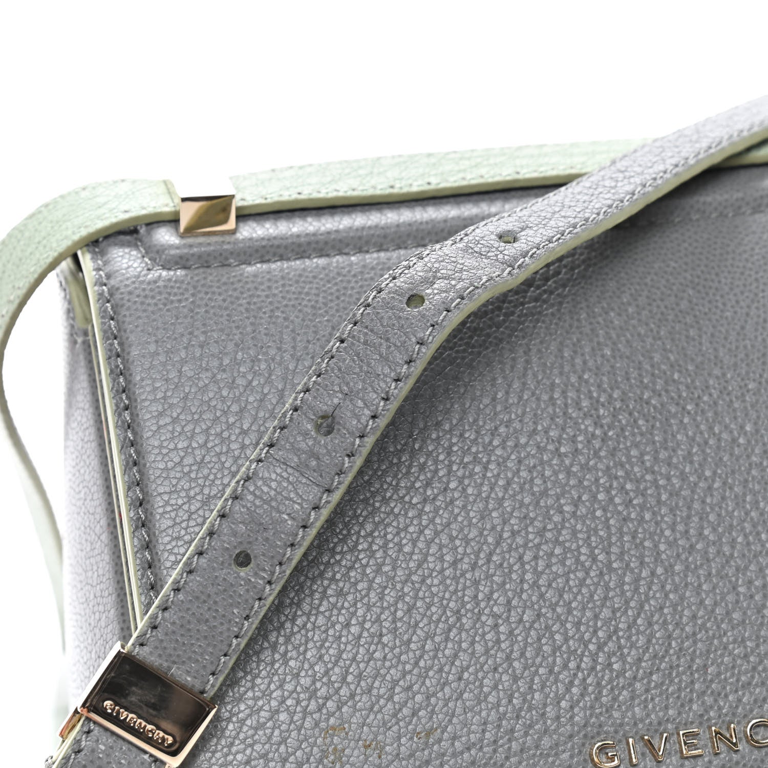 Givenchy Textured Calfskin Mini Pandora Box Chain Crossbody Bag Grey 14 of 16
