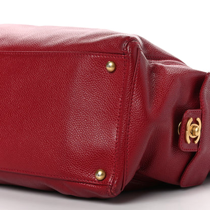 Chanel Caviar Pocket Shopping Tote Red 10 of 12