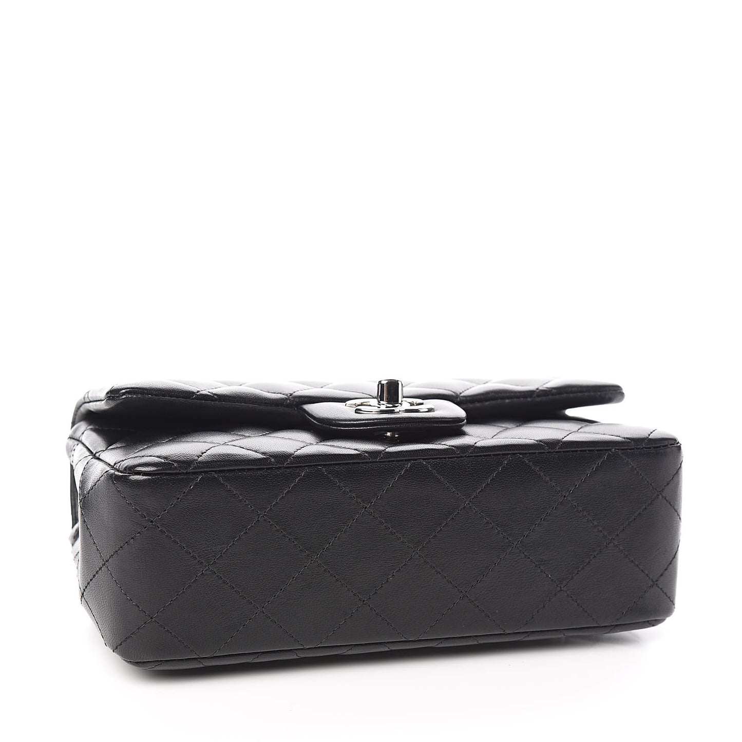 Lambskin Quilted Mini Rectangular Flap Black