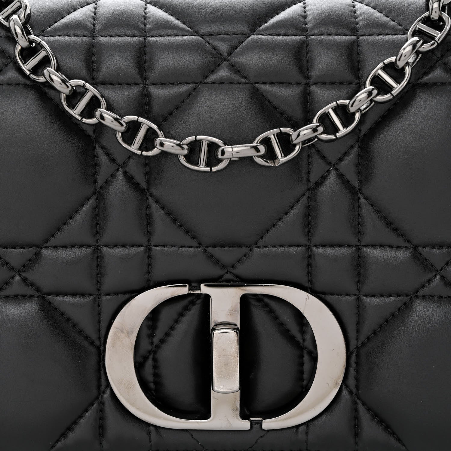 Christian Dior Calfskin Macrocannage Medium Caro Bag Black 8 of 10