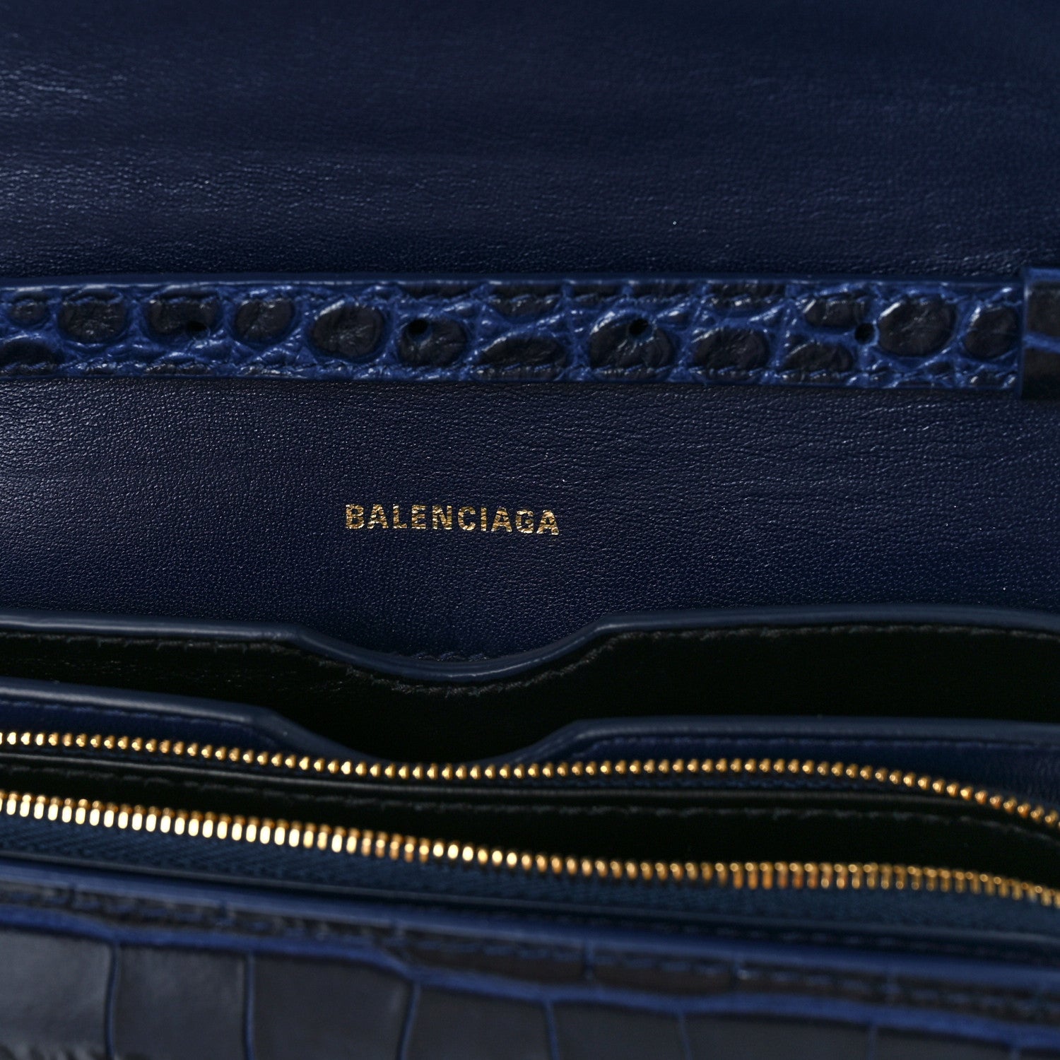 Balenciaga Shiny Calfskin Crocodile Embossed Small B Bag Navy 6 of 8