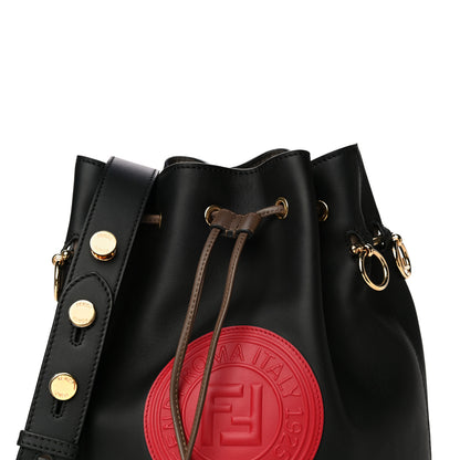 Fendi Vitello Century Matte F is Fendi Stamp Patch Bi-Color Grande Mon Tresor Bucket Bag Black Maya Fragola 9 of 12