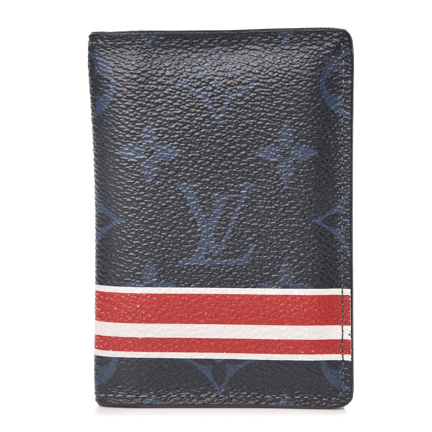 Monogram Cobalt Pocket Organizer NM Red Stripes