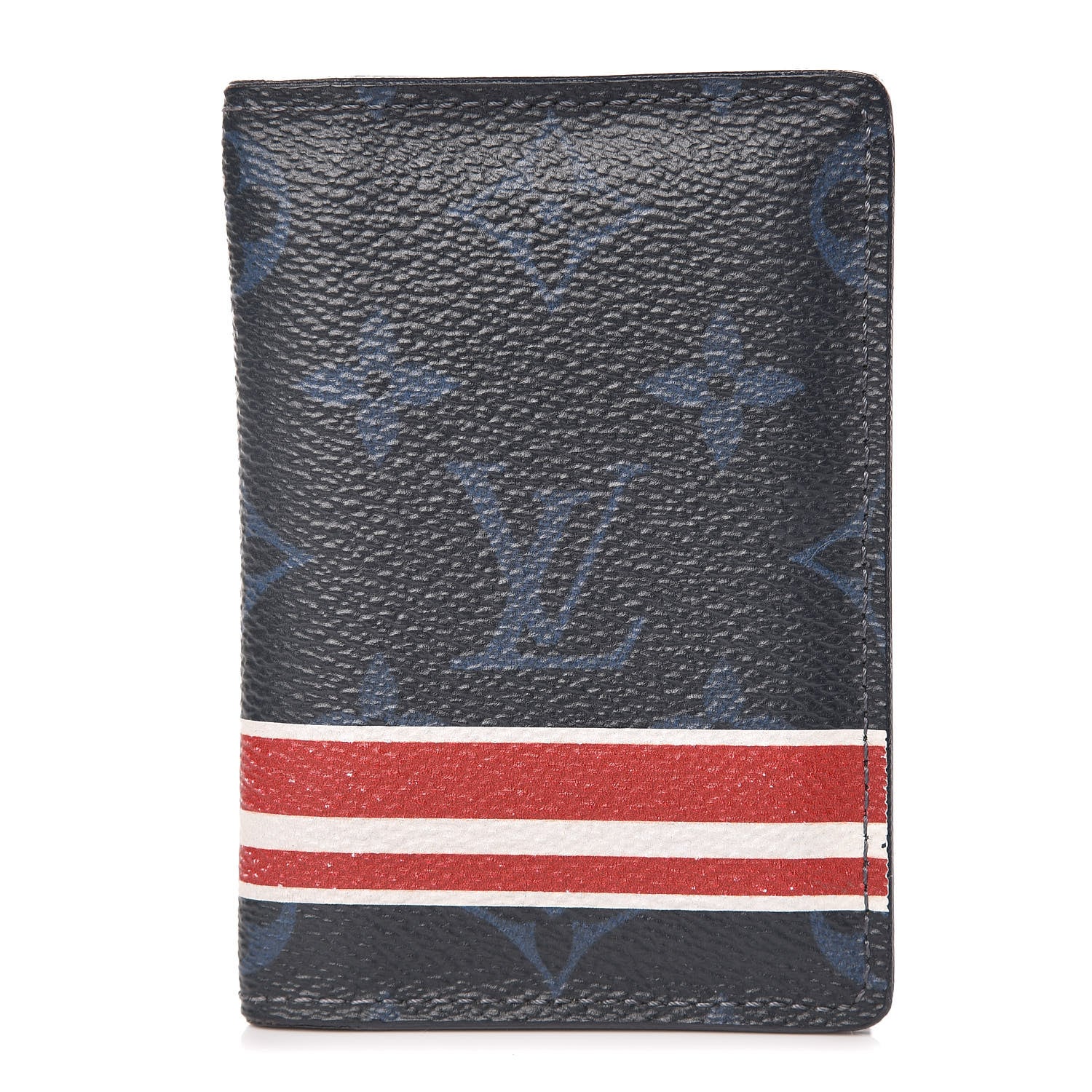 Louis Vuitton Monogram Cobalt Pocket Organizer NM Red Stripes 1 of 10