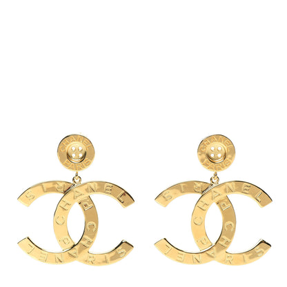 Chanel Metal Large Paris Button Earrings Gold 1 of 5