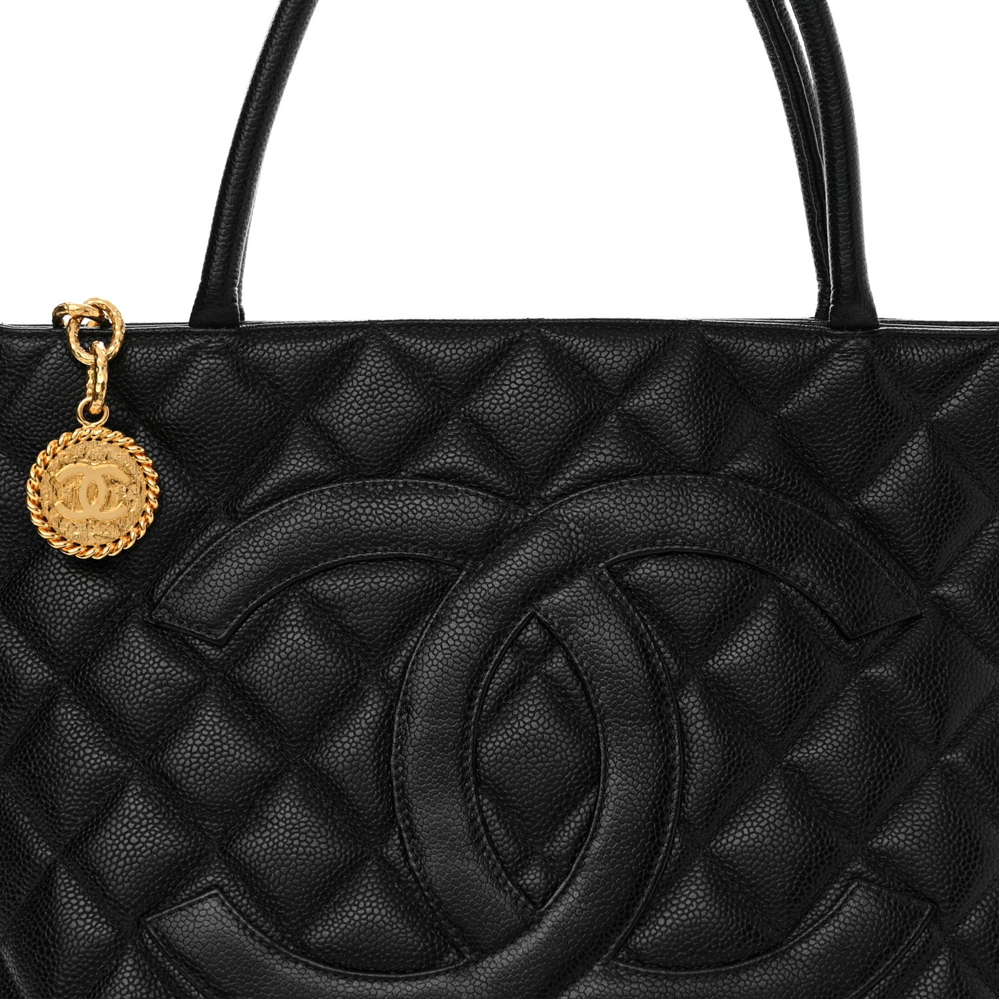 Caviar Quilted Medallion Tote Black